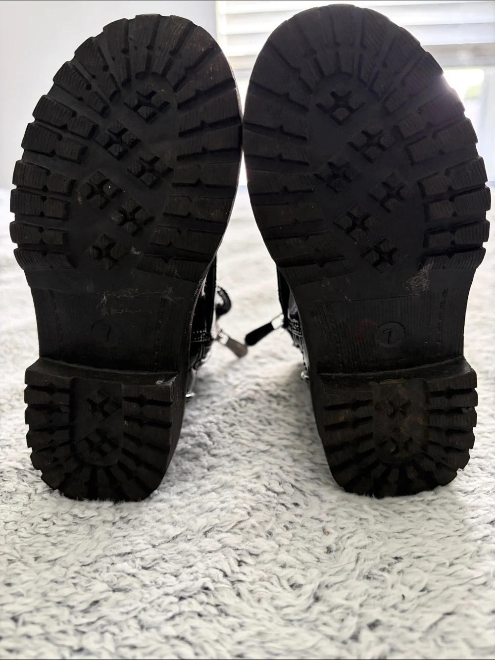 Tahari Girls Black Patent Sparkle Lace-Up Side Zip Combat Boots with Stud Trim